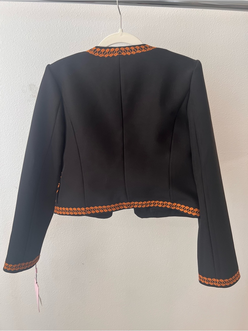 NWT Avec Les Filles Black Cropped Jacket with Orange Embroidery - Picture 7 of 10